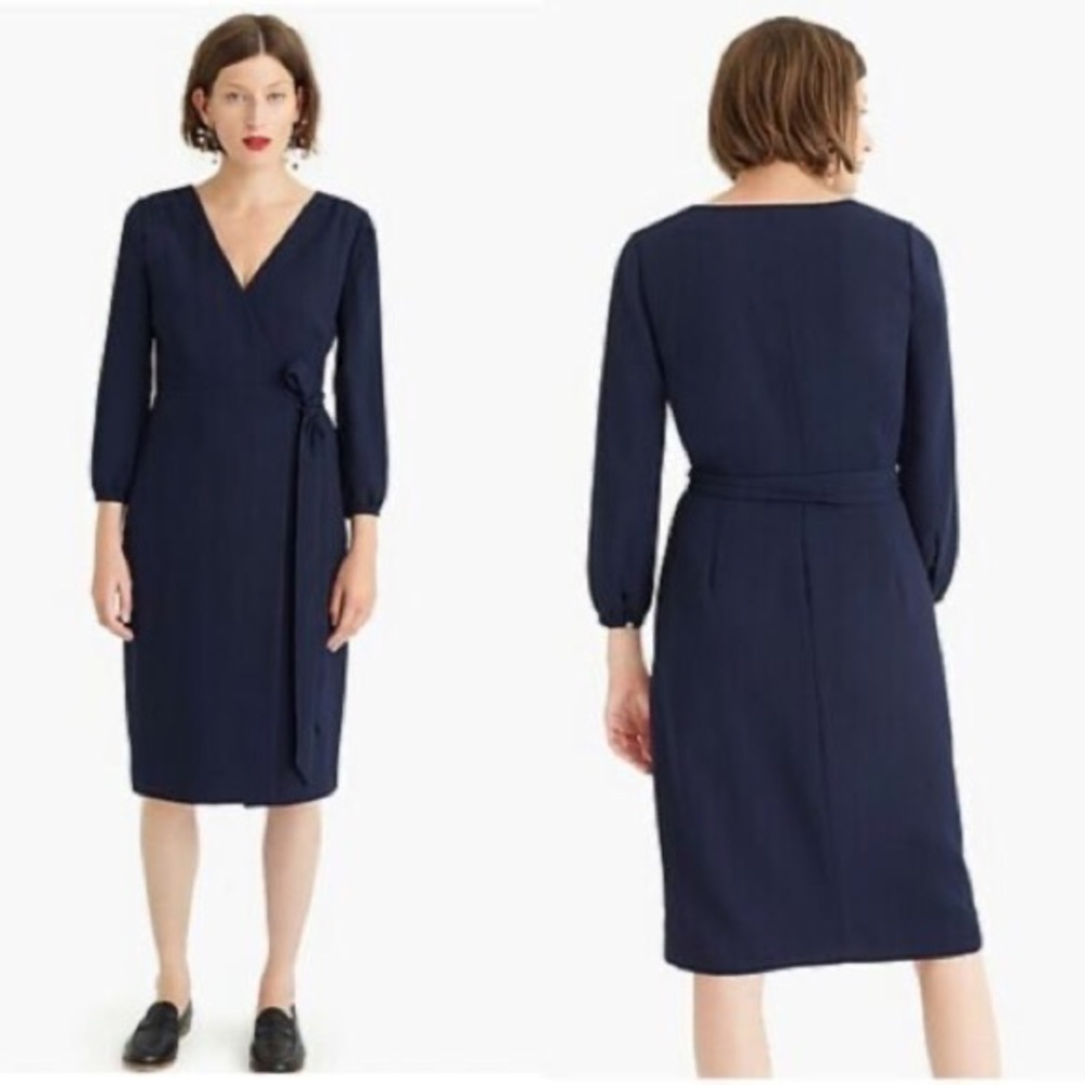 J Crew Navy Crepe Wrap Dress